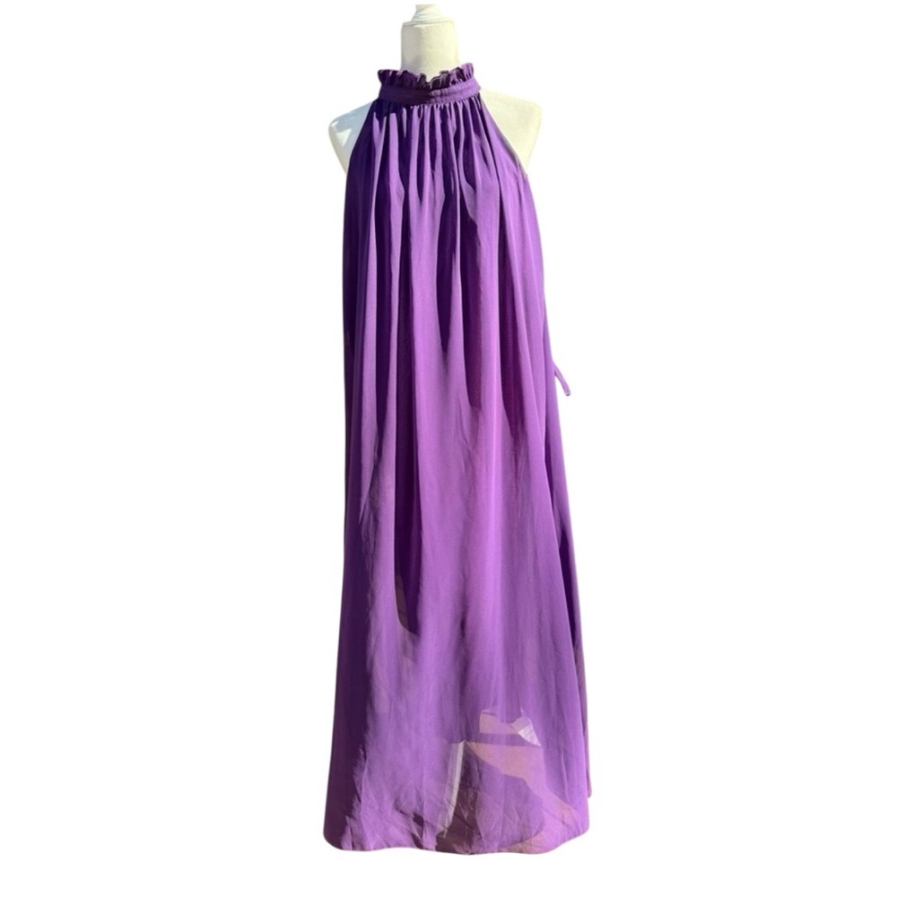 Purple Evening Gown Size L/XL Halter Style Fully Lined Oversized Lightweight